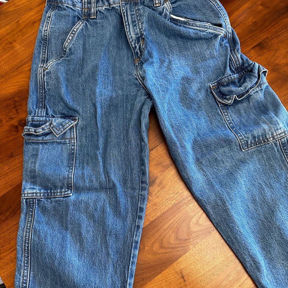 Blue Boyfriend Jeans with Distressed Details
